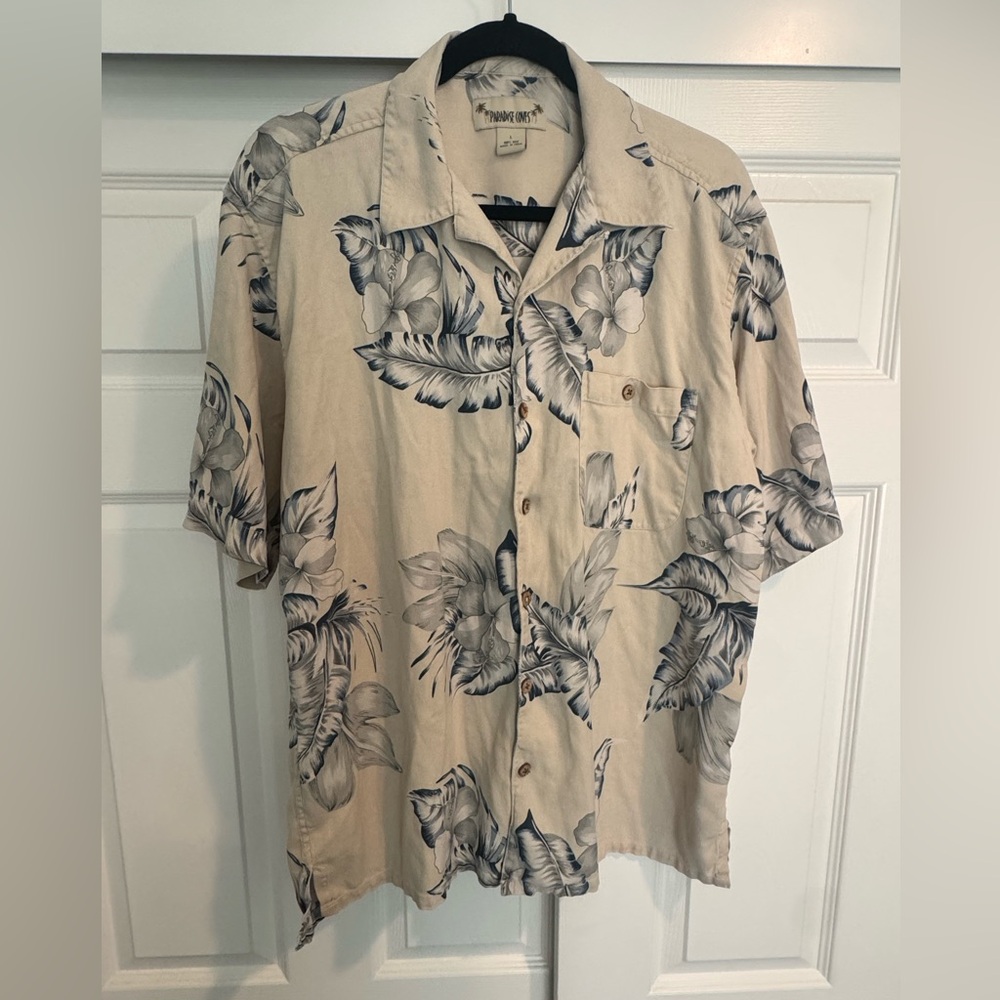 Paradise Coves Men's Tropical Button Down Short Sleeve Shirt Size L